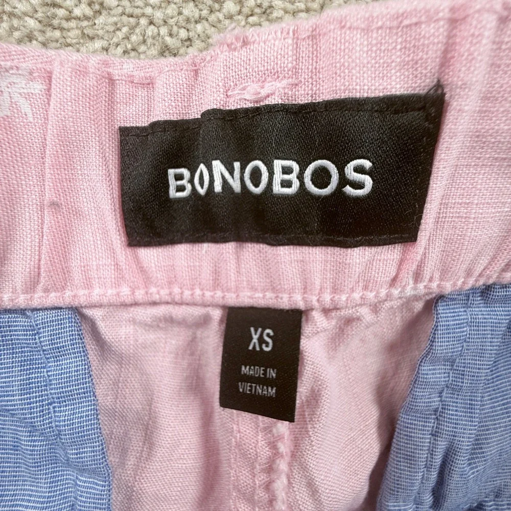 Bonobos Chino Shorts Mens XS Pink Excellent Palm Tree Embroidered 9 Inch Inseam